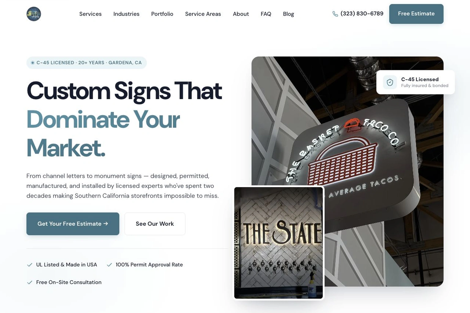 Genius Signs website portfolio preview